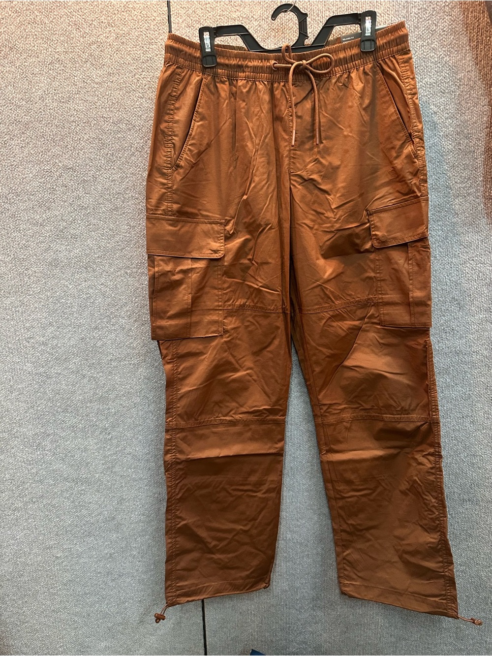Men's Cargo Pants with Elastic Drawstring Waist - Rust Brown